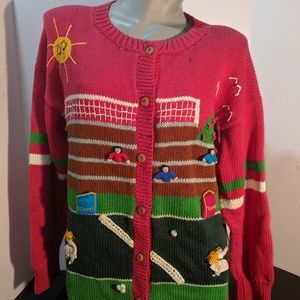 Vintage 80's Tennis Theme Sweater by California